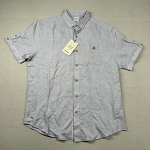 Murano‎ Shirt Mens L Baird McNutt Linen Blend Camp Button Up Purple Lilac